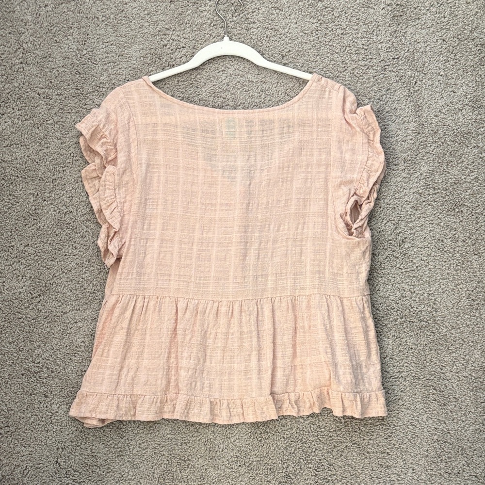Eve Blush Button-Down Ruffle Blouse - Picture 2 of 2